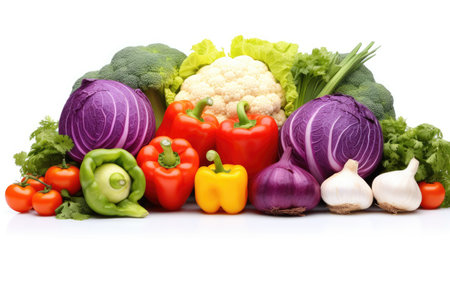 Abundant Hues Fresh Garden Vegetables Shine on a White or Clear Surface PNG Transparent Backgroundの素材