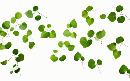 Tranquil Scene Leaves Afloat Gracefully on a White or Clear Surface PNG Transparent Backgroundの素材