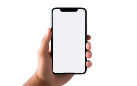 Mobile Embrace Hand and Phone on a White or Clear Surface PNG Transparent Backgroundの素材