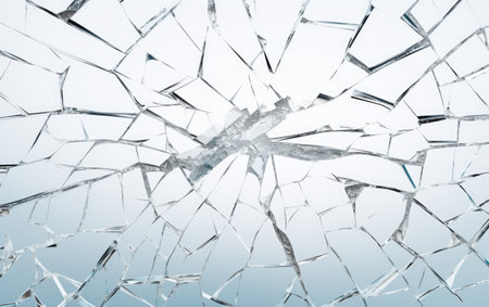 Artistic Flaws Mesmerizing Cracked Glass on a White or Clear Surface PNG Transparent Backgroundの素材