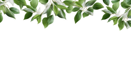 Natures Green Frame Leafy Surround on a White or Clear Surface PNG Transparent Backgroundの素材