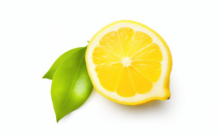 Tangy Lemon Essence Refreshingly Fresh on a White or Clear Surface PNG Transparent Backgroundの素材