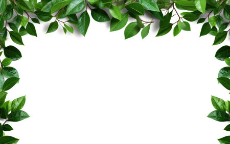 Foliage Border Leaves Embrace Within on a White or Clear Surface PNG Transparent Backgroundの素材