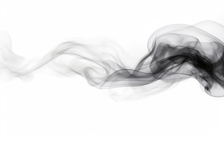 Unraveling Fine Black Puffs Emissions on a White or Clear Surface PNG Transparent Backgroundの素材