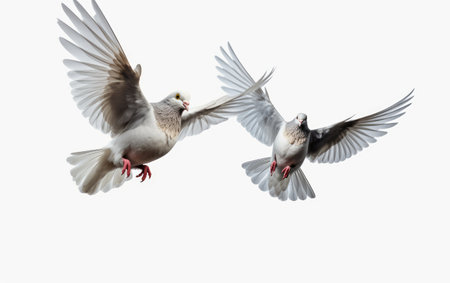 Feathered Grace Pigeons Soaring High on a White or Clear Surface PNG Transparent Backgroundの素材