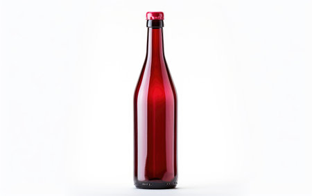 Bright Crimson Drink Container on a White or Clear Surface PNG Transparent Backgroundの素材