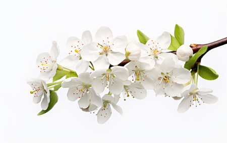 Pure White Cherry Blossoms Graceful on a White or Clear Surface PNG Transparent Backgroundの素材