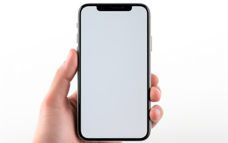 Smartphone New Model Latest Tech on a White or Clear Surface PNG Transparent Backgroundの素材