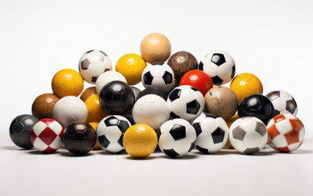 Football Collage Different Colors Collection on a White or Clear Surface PNG Transparent Backgroundの素材