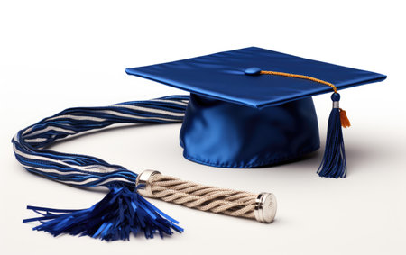 Royal Blue Graduation Cap With Tassel on a White or Clear Surface PNG Transparent Backgroundの素材