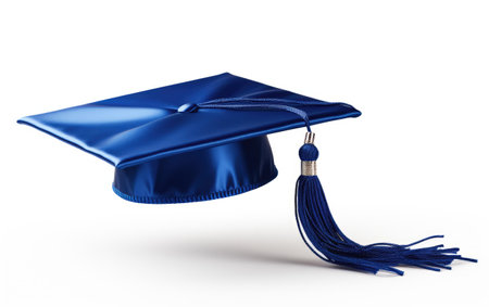 Blue Graduation Cap With Blue Tassel on a White or Clear Surface PNG Transparent Backgroundの素材