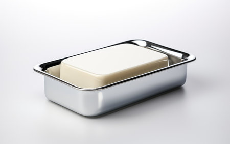Steel Butter Dish on White or PNG Transparent Backgroundの素材