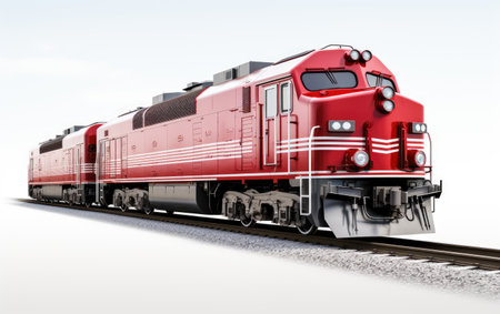 Long Red Train on White or PNG Transparent Backgroundの素材