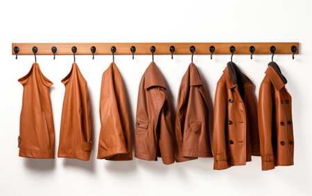 Collection of Colorful Classic Wooden Coat Rack on White or PNG Transparent Backgroundの素材