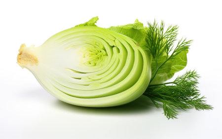 Circular Half Fennel Slice on White or PNG Transparent Backgroundの素材