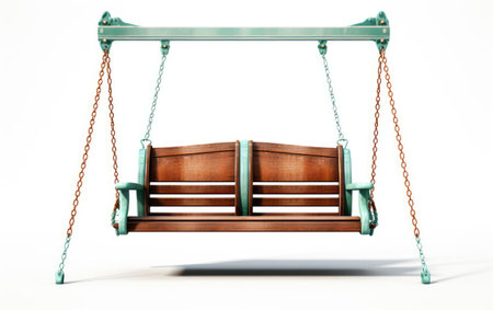 Beautiful Double Seat Park Swing on White or PNG Transparent Backgroundの素材