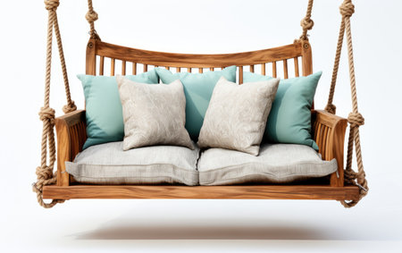 Amazing Soft Double Seat Swing with Woven Rope Seat on White or PNG Transparent Backgroundの素材