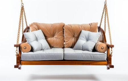 Marvelous Soft Double Seat Swing with Cushioned Seat on White or PNG Transparent Backgroundの素材