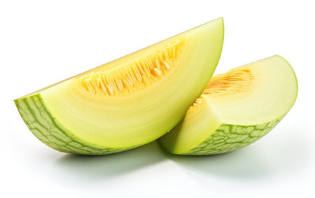 Pieces of Tasty Honeydew Melon Slice on White or PNG Transparent Backgroundの素材