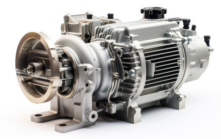 Silver Color High Capacity Industrial Vacuum Pump on White or PNG Transparent Backgroundの素材