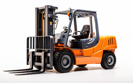 Magnificent High Capacity Industrial Forklift on White or PNG Transparent Backgroundの素材
