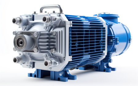 Silver Color High Capacity Industrial Vacuum Pump on White or PNG Transparent Backgroundの素材