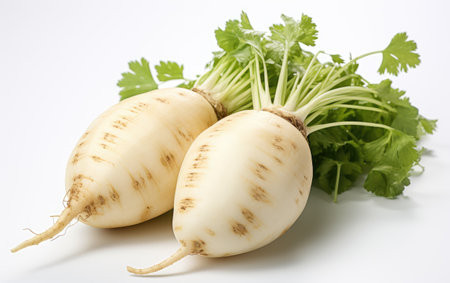 Pieces of White Jicama on White or PNG Transparent Backgroundの素材
