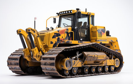 Yellow Color Military Bulldozer on White or PNG Transparent Backgroundの素材