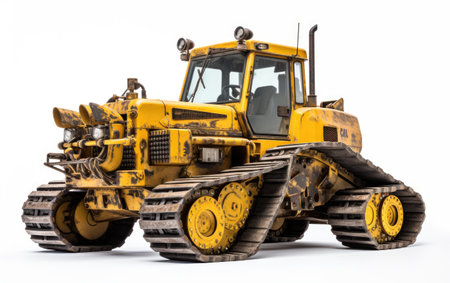Yellow Color Military Bulldozer on White or PNG Transparent Backgroundの素材