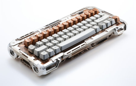 White Color Mechanical Keyboard on White or PNG Transparent Backgroundの素材