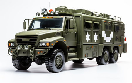 Marvelous Big Military Ambulance on White or PNG Transparent Backgroundの素材