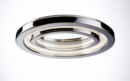 Silver Color Circular Modern and Energy Efficient LED on White or PNG Transparent Backgroundの素材