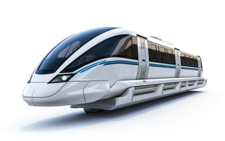 Gorgeous Colorful White Monorail on White or PNG Transparent Backgroundの素材