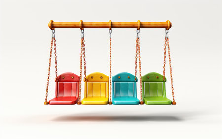 Colorful Stunning Park Swing Set with Multiple on White or PNG Transparent Backgroundの素材