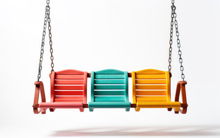 Colorful Stunning Park Swing Set with Multiple on White or PNG Transparent Backgroundの素材
