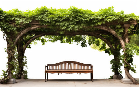 Green Color Park Pergola with Climber on White or PNG Transparent Backgroundの素材
