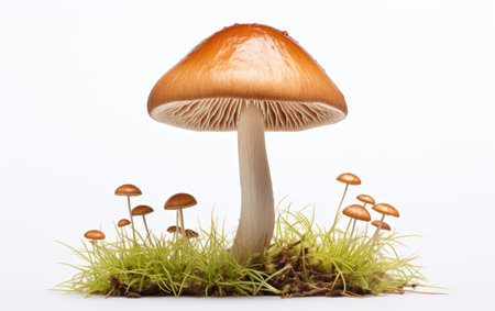 Colorful Long Mushroom on White or PNG Transparent Backgroundの素材