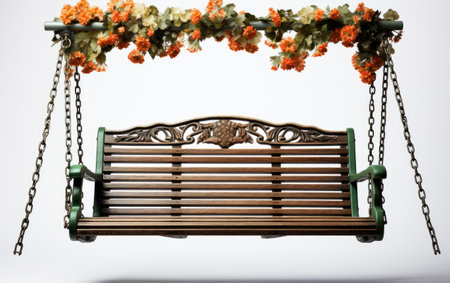 Decorative Colorful Park Swing with a Metal on White or PNG Transparent Backgroundの素材