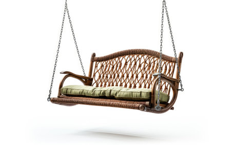 Stylish Brown Color Park Swing with a Curved on White or PNG Transparent Backgroundの素材