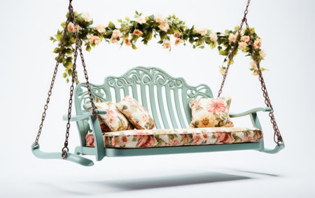 Stunning Decorative Park Swing with a Metal on White or PNG Transparent Backgroundの素材