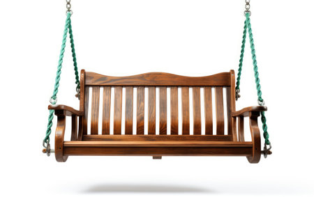 Brown Wooden Park Swing with Adjustable on White or PNG Transparent Backgroundの素材
