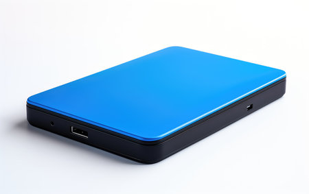 Colorful Blue Portable External Hard Drive on White or PNG Transparent Backgroundの素材