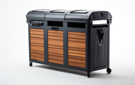 Modern Park Trash Bin with Recycle on White or PNG Transparent Backgroundの素材