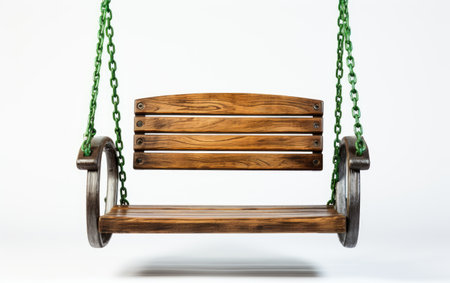 Brown Stunning Park Swing with a Wooden on White or PNG Transparent Backgroundの素材