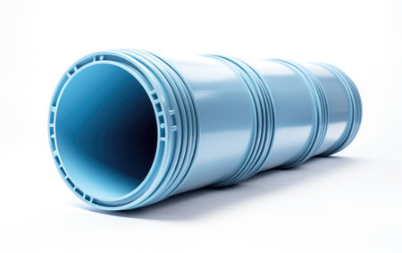 Gorgeous Circular Long Plastic Culvert Pipe on White or PNG Transparent Backgroundの素材