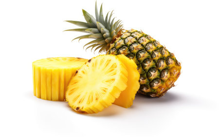 Pieces of Delicious Pineapple Slice on White or PNG Transparent Backgroundの素材