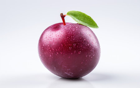Red Color Delicious Plum on White or PNG Transparent Backgroundの素材