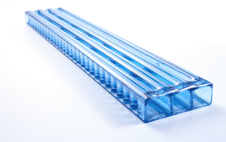 Shiny Blue Lighting Plastic Channel Drain on White or PNG Transparent Backgroundの素材