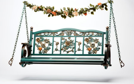 Fabulous Decorative Park Swing with a Metal on White or PNG Transparent Backgroundの素材
