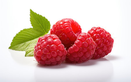 Red Color Delicious Raspberry on White or PNG Transparent Backgroundの素材